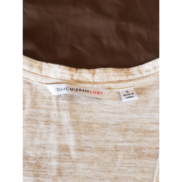 Isaac mizrahi Live Womens Blouse Size Small Beige Long Sleeve Button Space Dyed - Picture 8 of 12